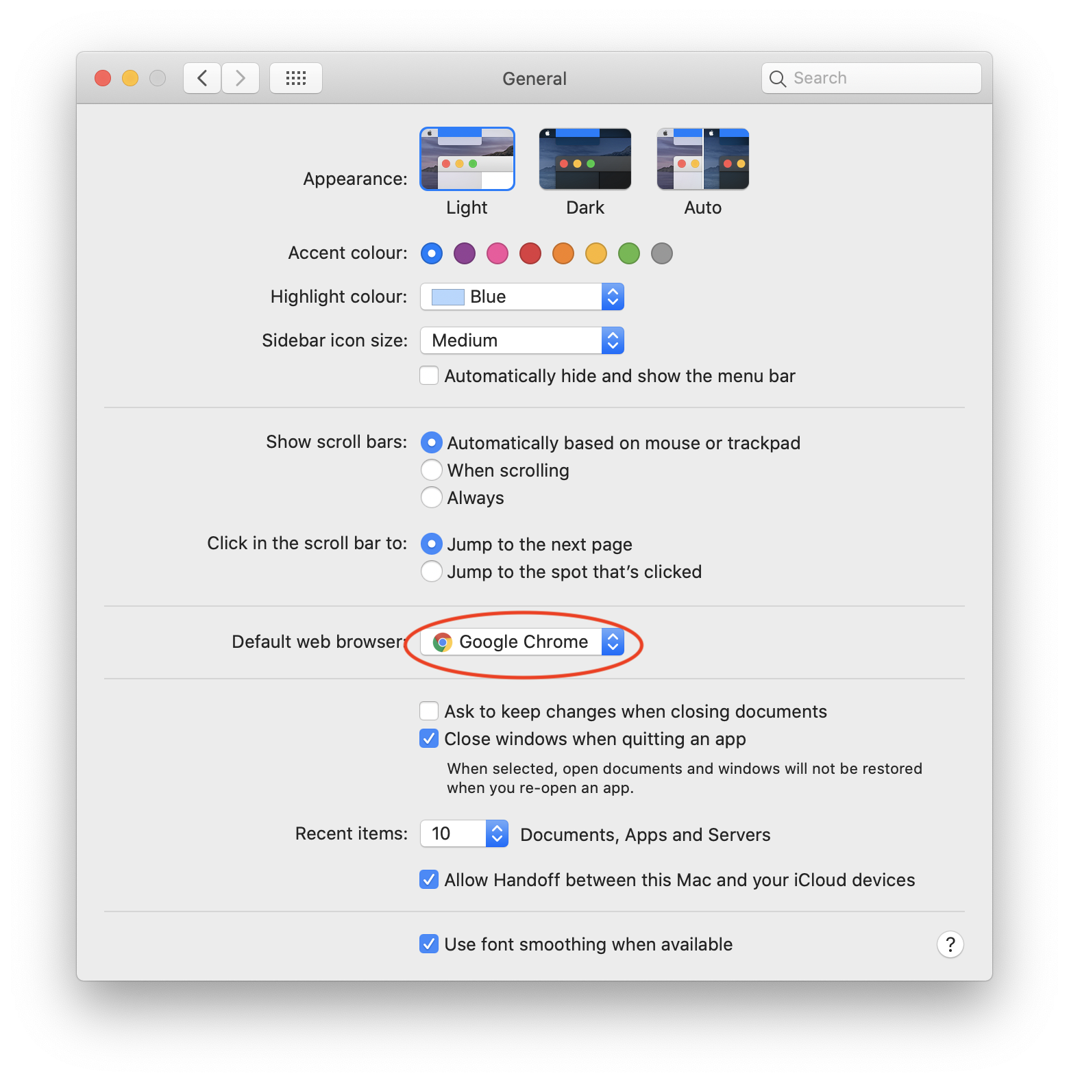 How to change the default web browser on Mac?